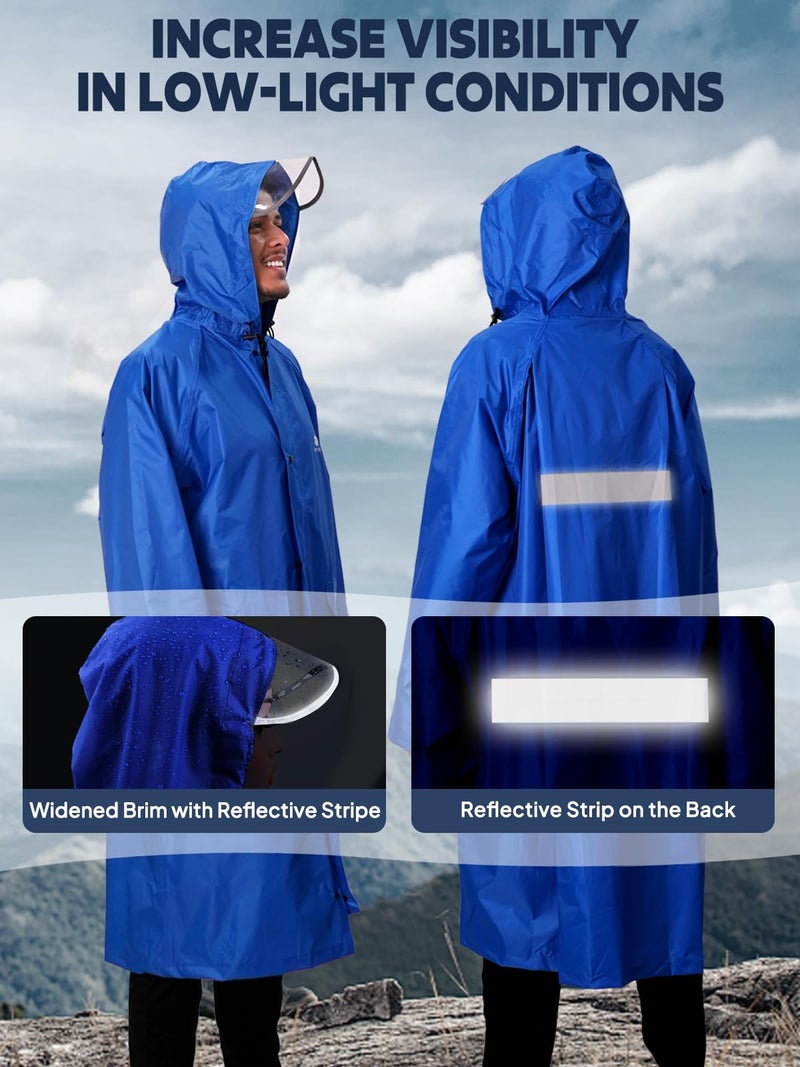 ANYOO Hood Rain Poncho Waterproof Lightweight Raincoat for Men Women Adult with Pocket for Hiking Camping Outdoor Activities - Image 5